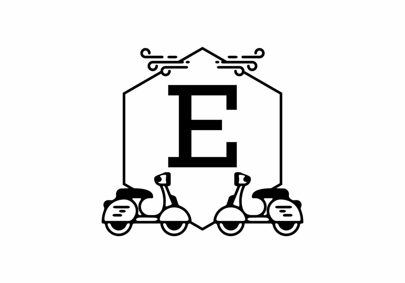 Initial letter E in scooter frame vector