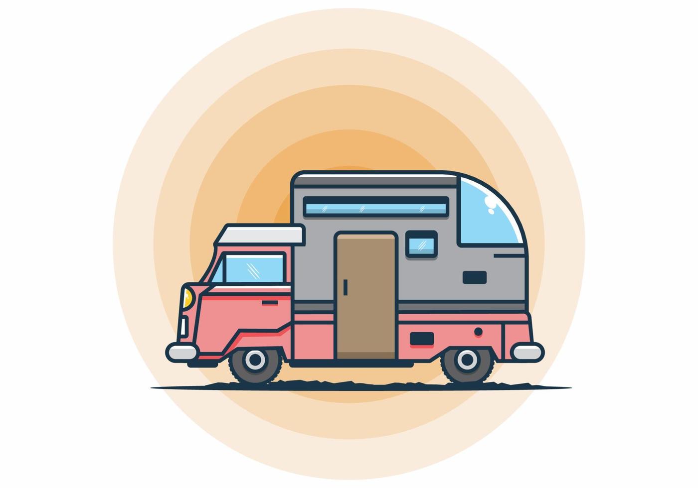 custom camper car flat illustration vector