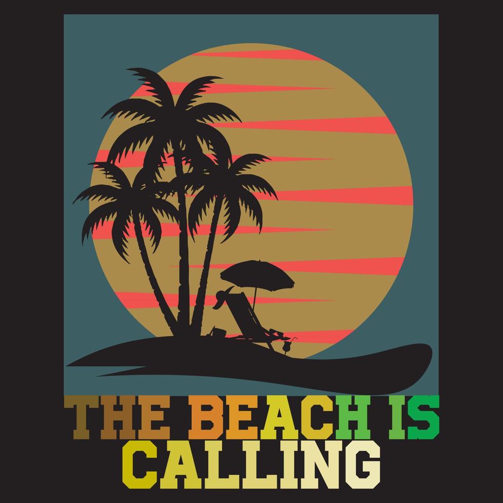 la playa está llamando diseño de camiseta vectorial vector