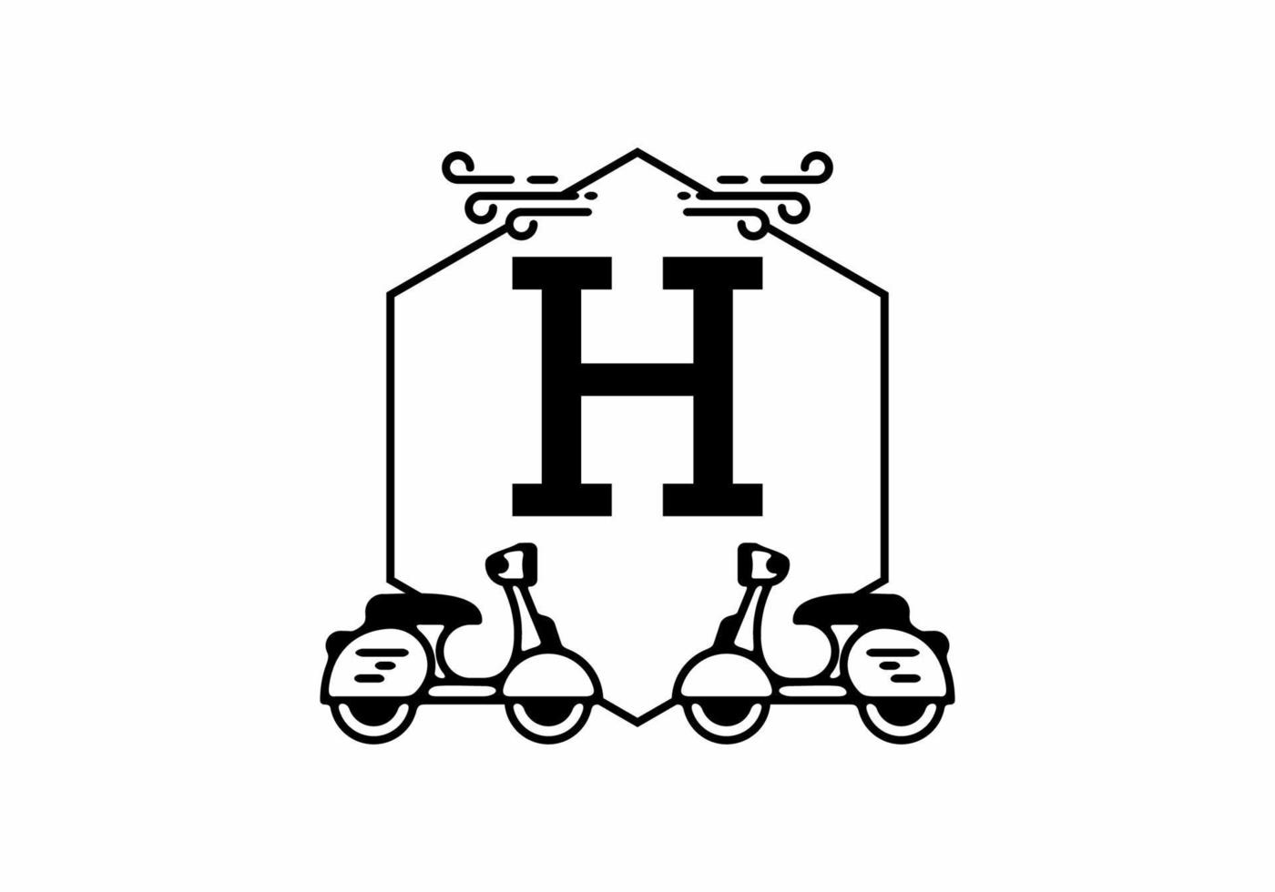 Initial letter H in scooter frame vector