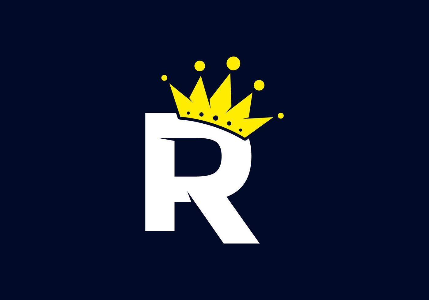 Initial R letter with crown vector