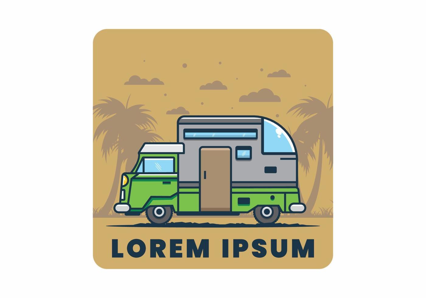 custom camper car flat illustration vector