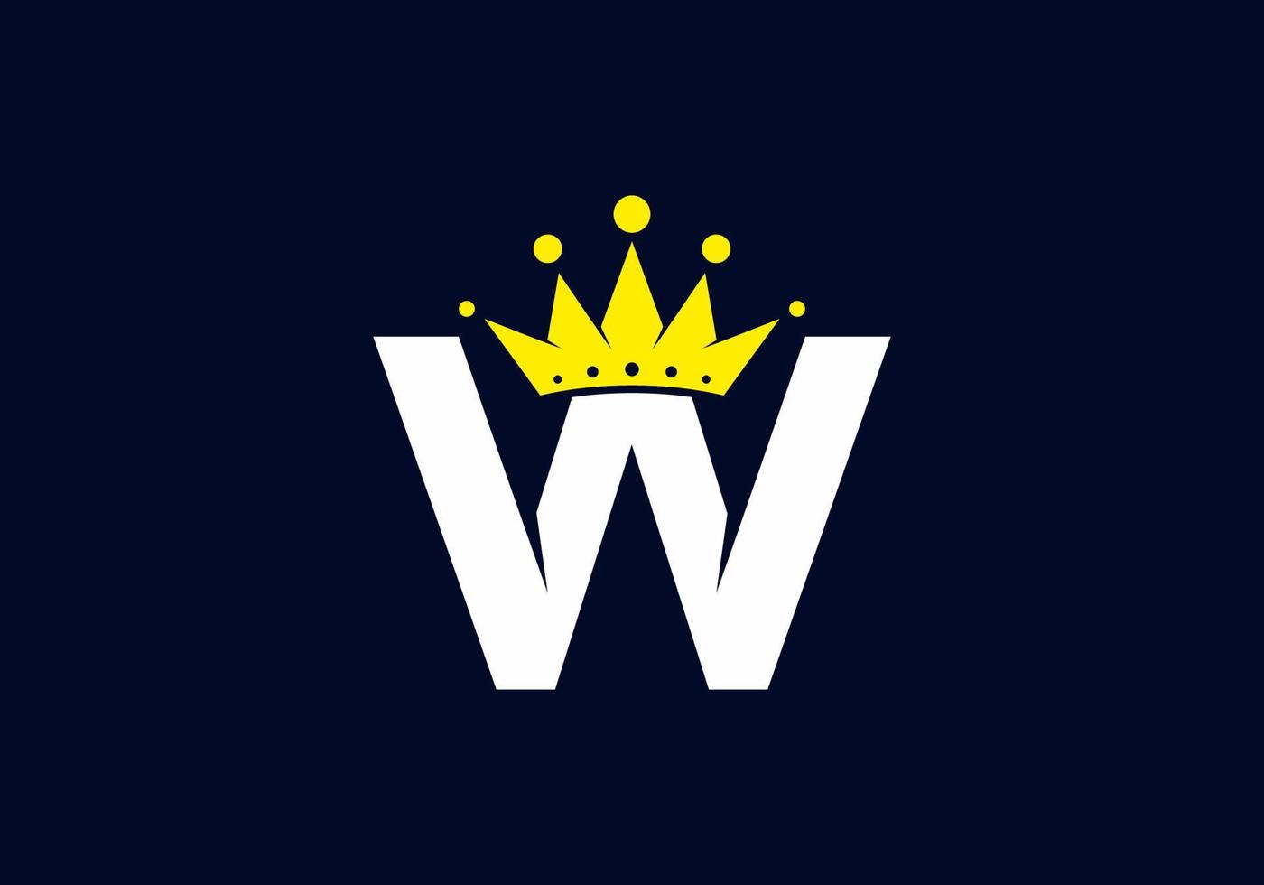 Initial W letter with crown vector
