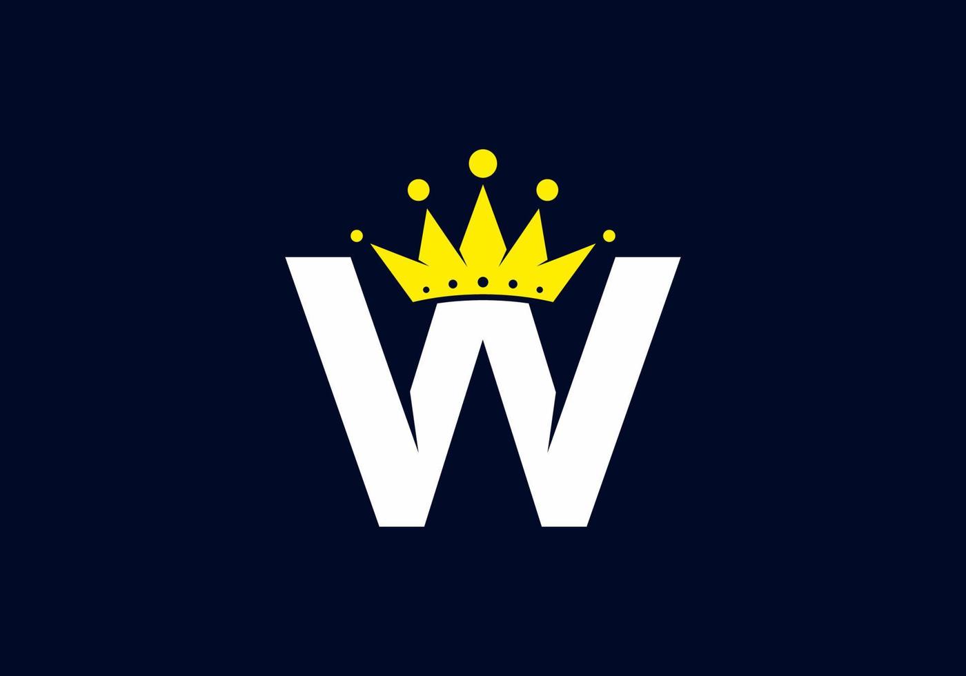 Initial W letter with crown vector