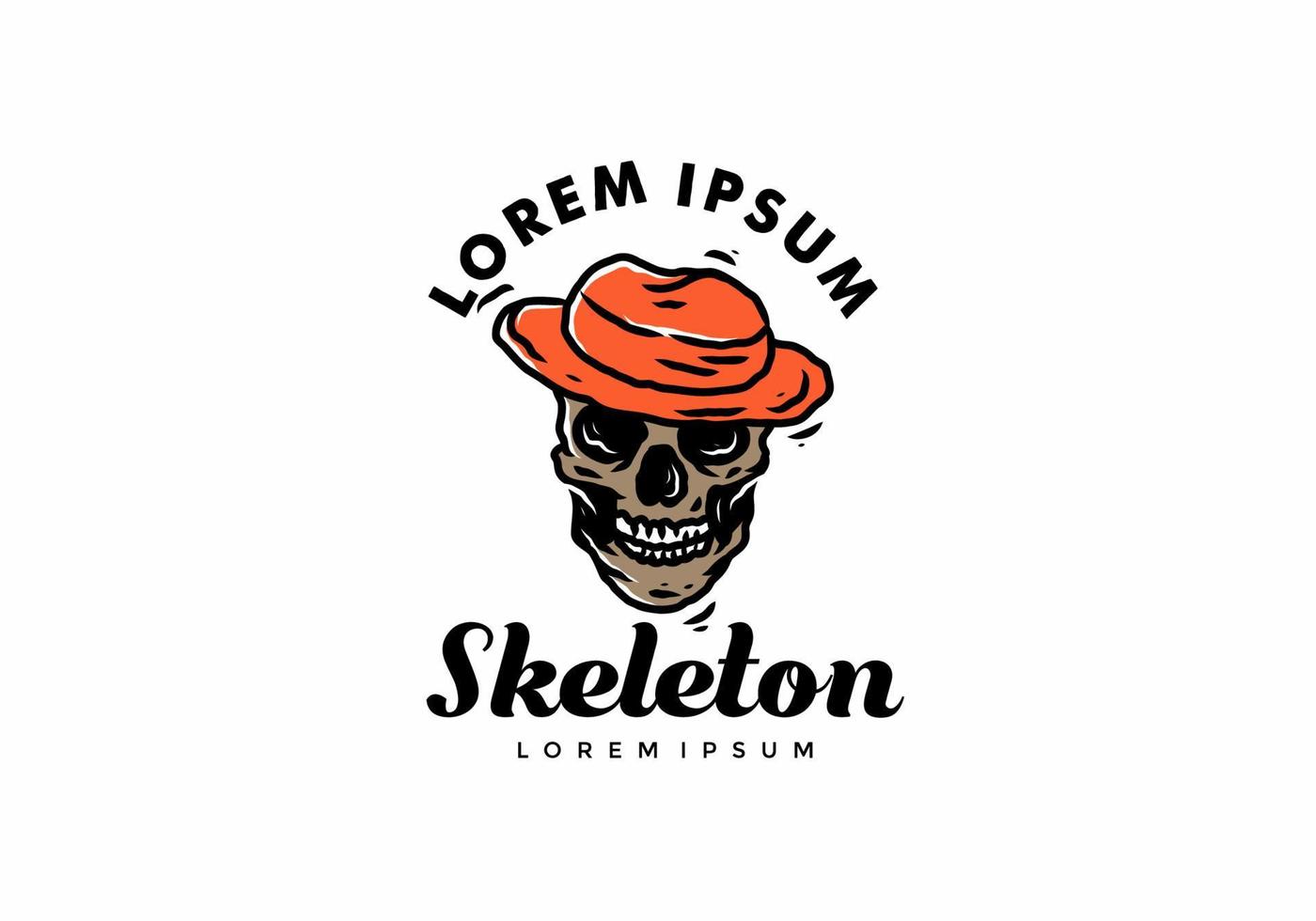 Illustration drawing of skeleton wearing red hat vector