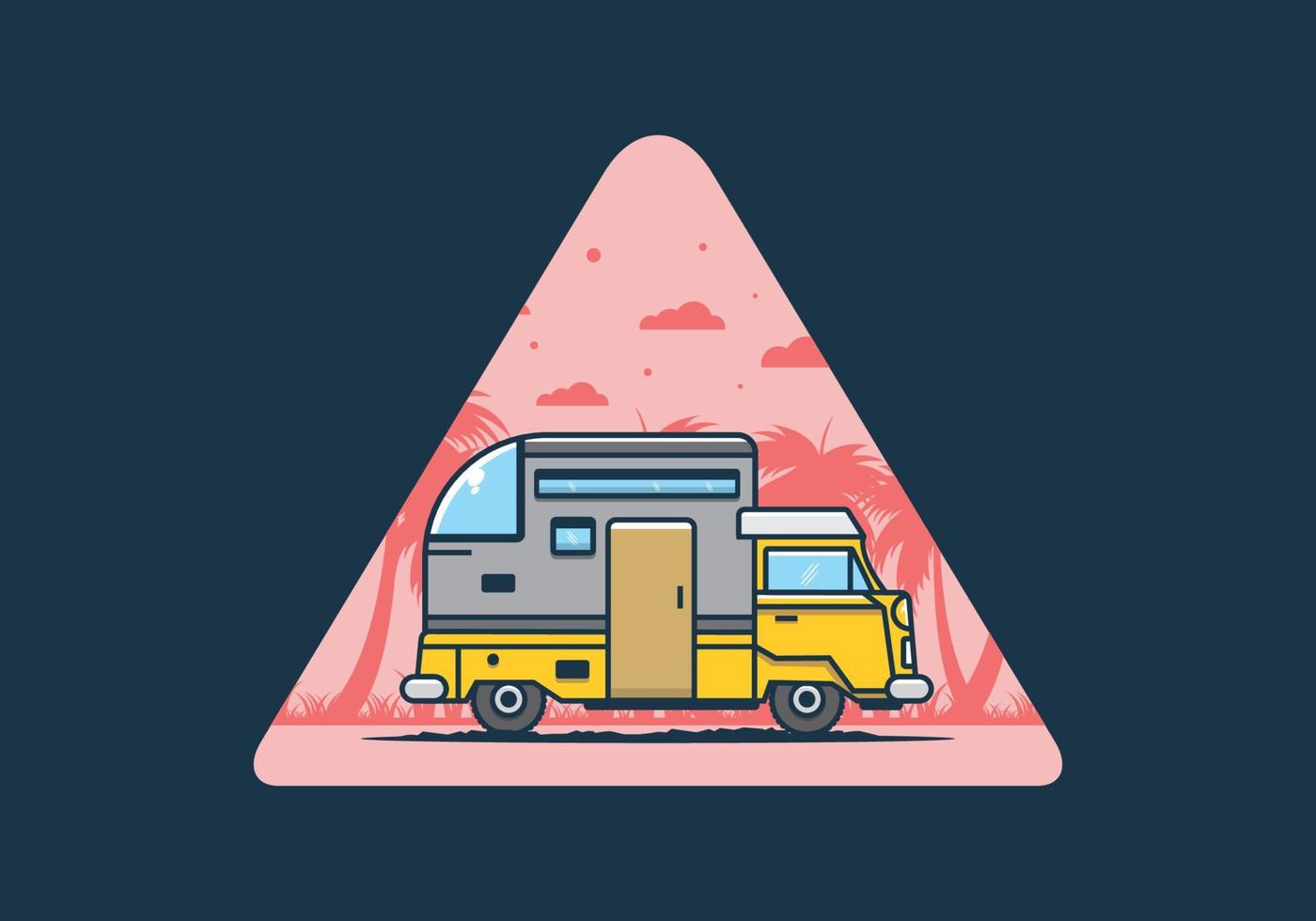 custom camper car flat illustration vector