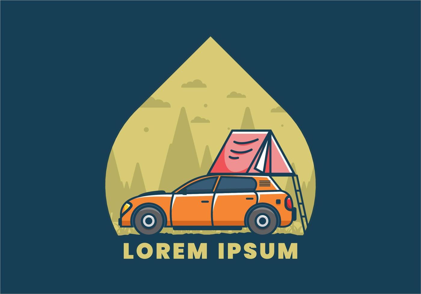 Camping with car flat illustration vector