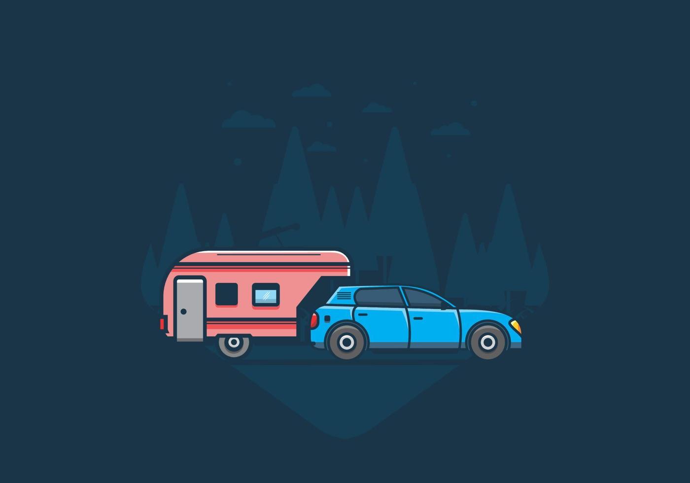 Car with additional towing box illustration vector