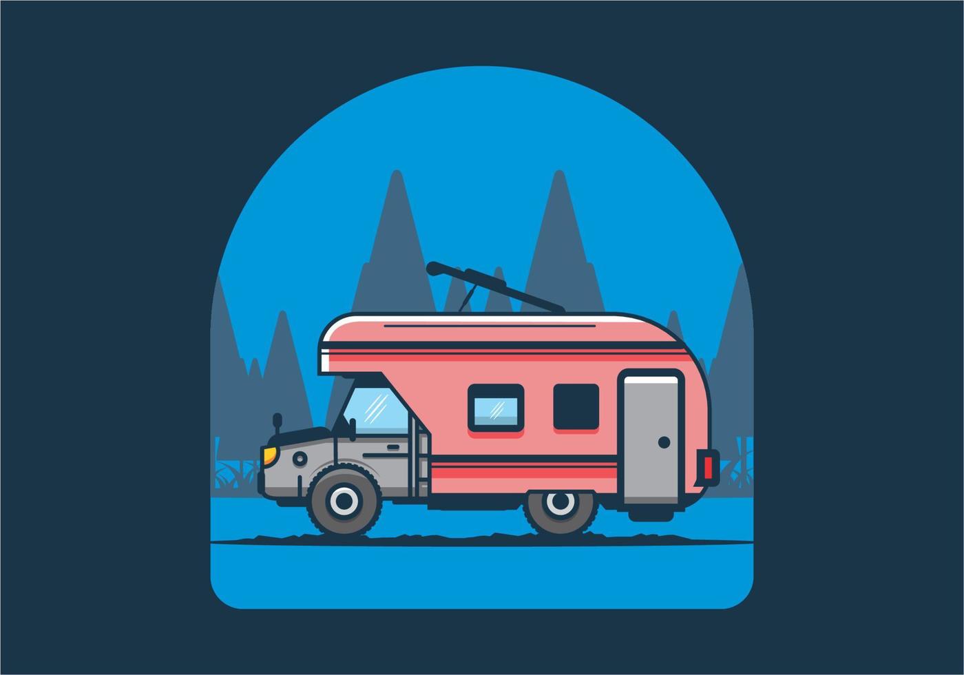 Colorful RV truck flat illustration vector