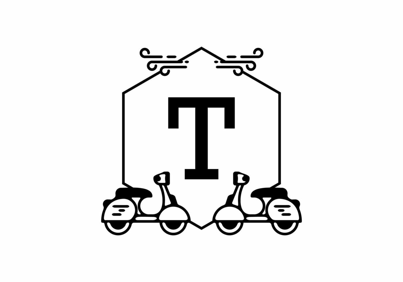 Initial letter T in scooter frame vector