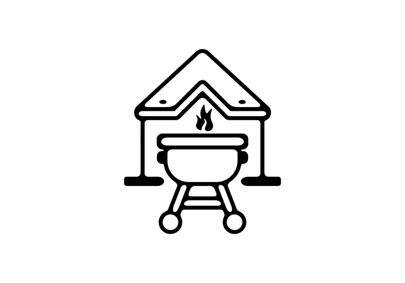 House of BBQ line art illustration vector