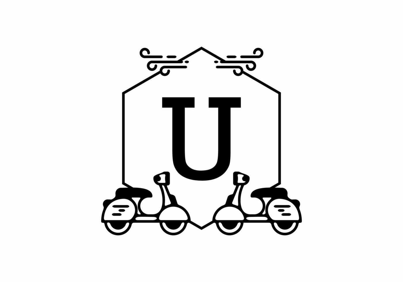 Initial letter U in scooter frame vector
