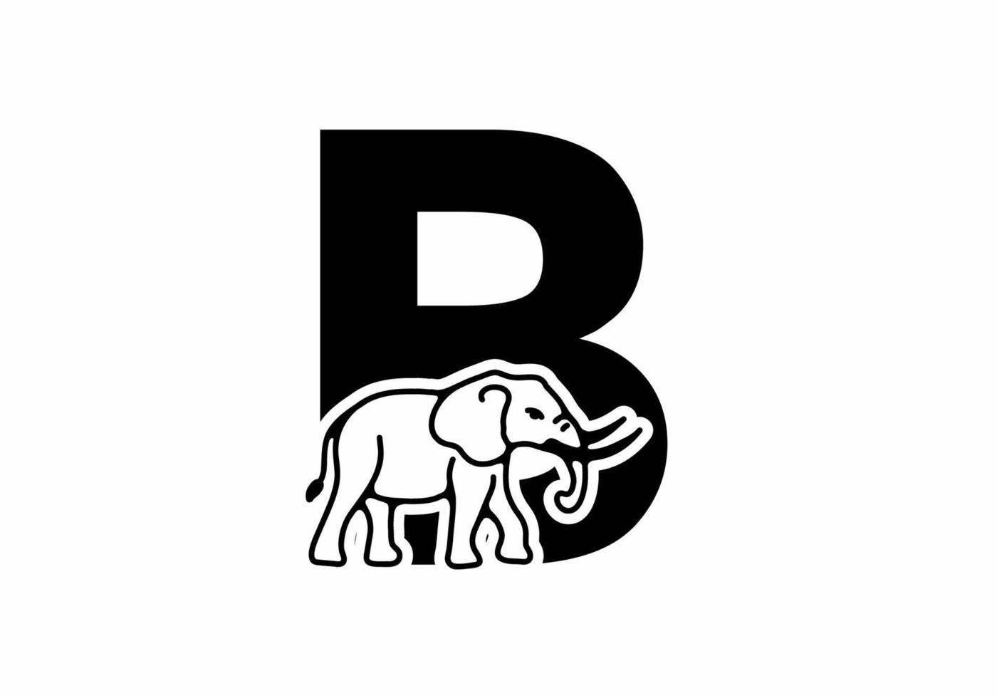 Initial letter B with elephant shape line art vector