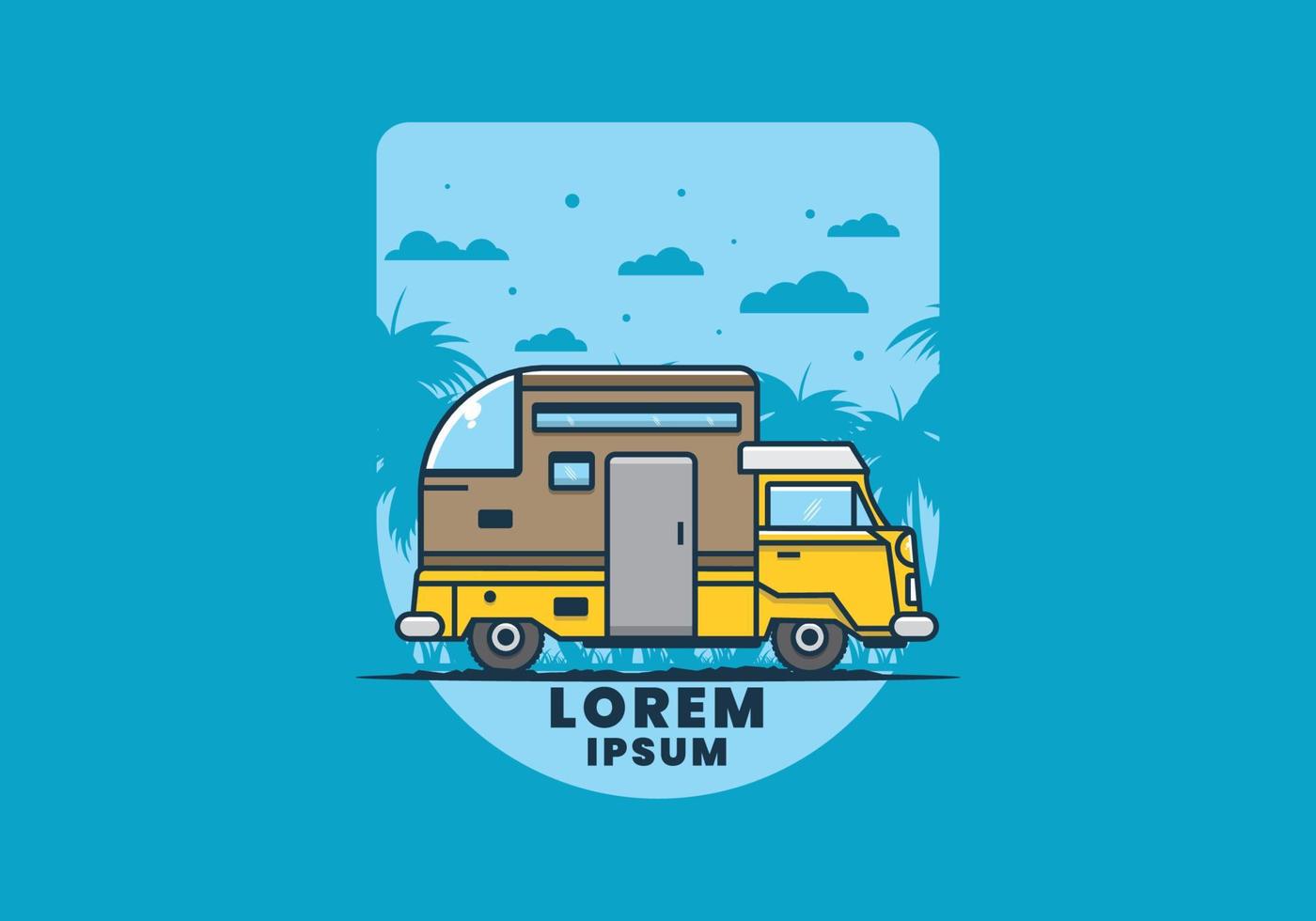 custom camper car flat illustration vector