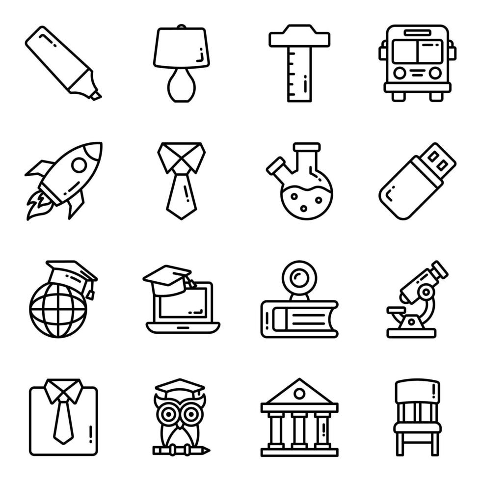 Education vector icons set, in flat design education, school, Collection of modern pictograms and university with elements for mobile concepts and web apps.