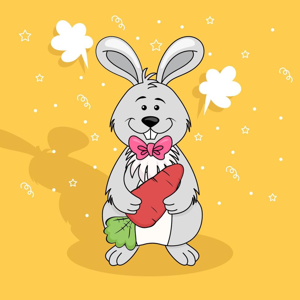 illustration of cute Easter bunny. with carrot. Easter, religion, tradition. vector