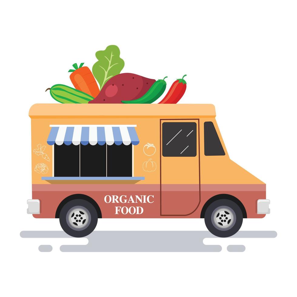 organic food truck vector illustration