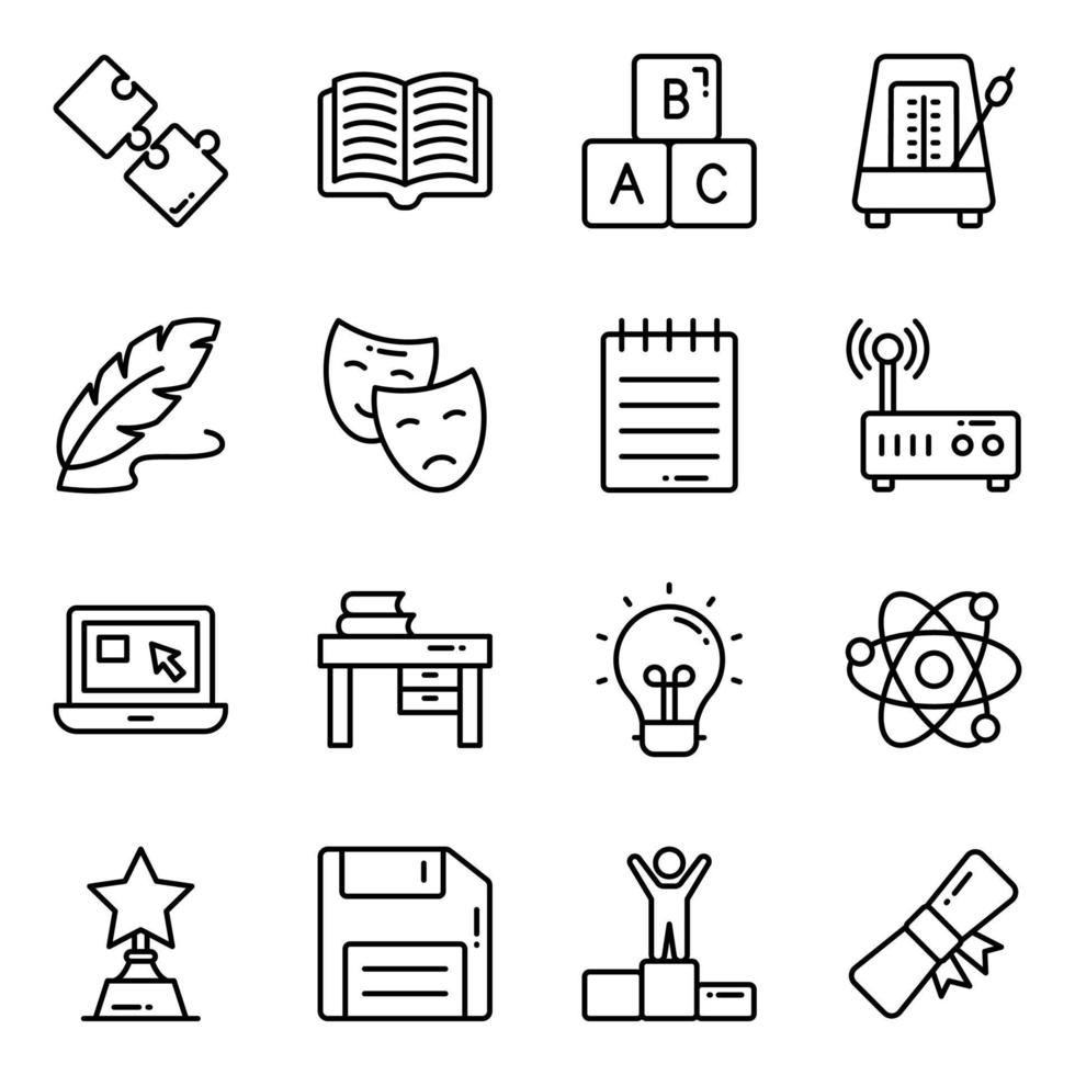 Education vector icons set, in flat design education, school, Collection of modern pictograms and university with elements for mobile concepts and web apps.