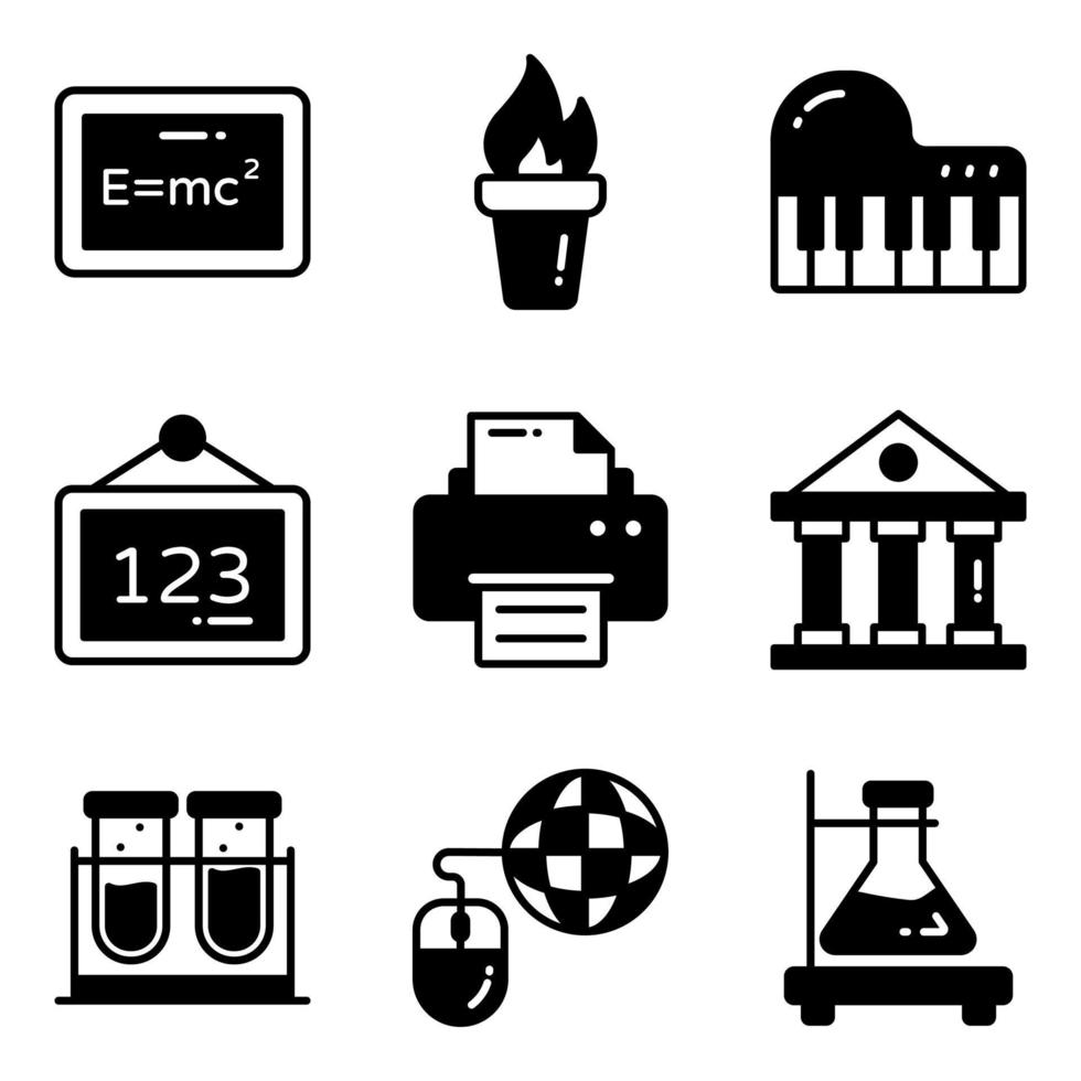 Education vector icons set, in flat design education, school, Collection of modern pictograms and university with elements for mobile concepts and web apps.