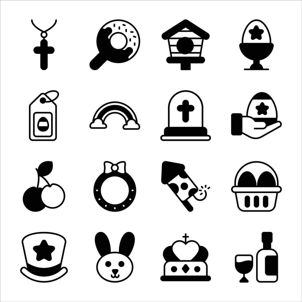 conjunto simple de iconos de vector de día de pascua