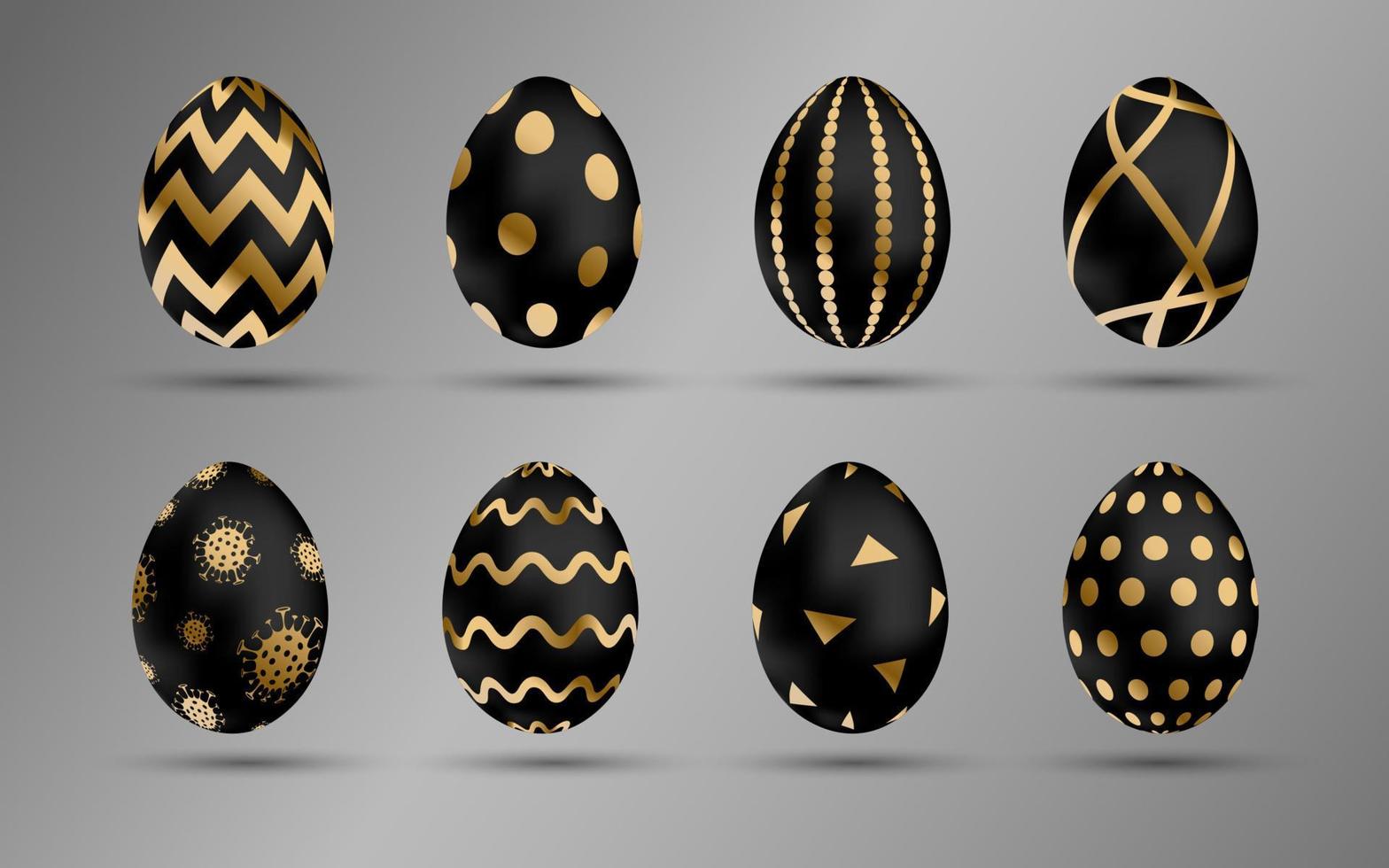 Premium Vector  Black and golden eggs on transparent background. luxury  easter vector illustration.