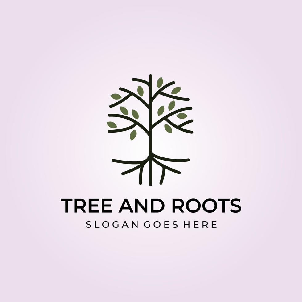 Nature tree line art logo  vector icon design