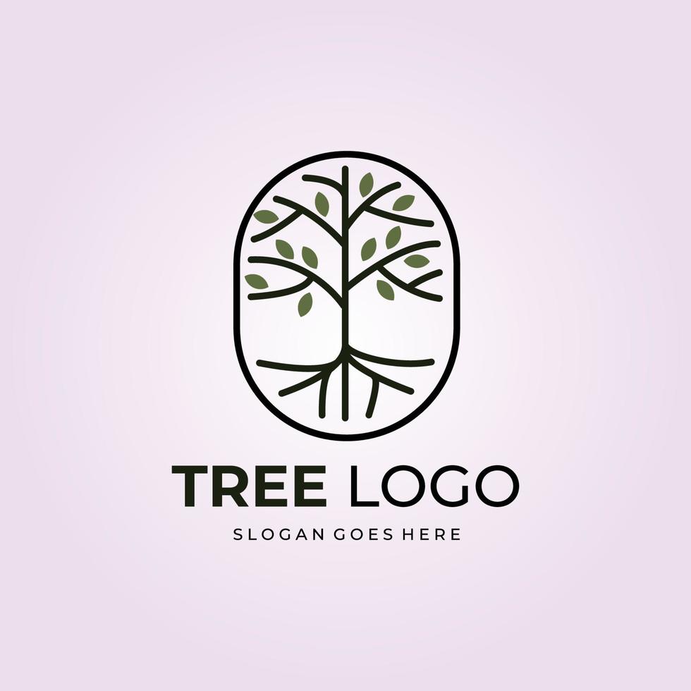 Nature tree line art emblem logo  vector icon design