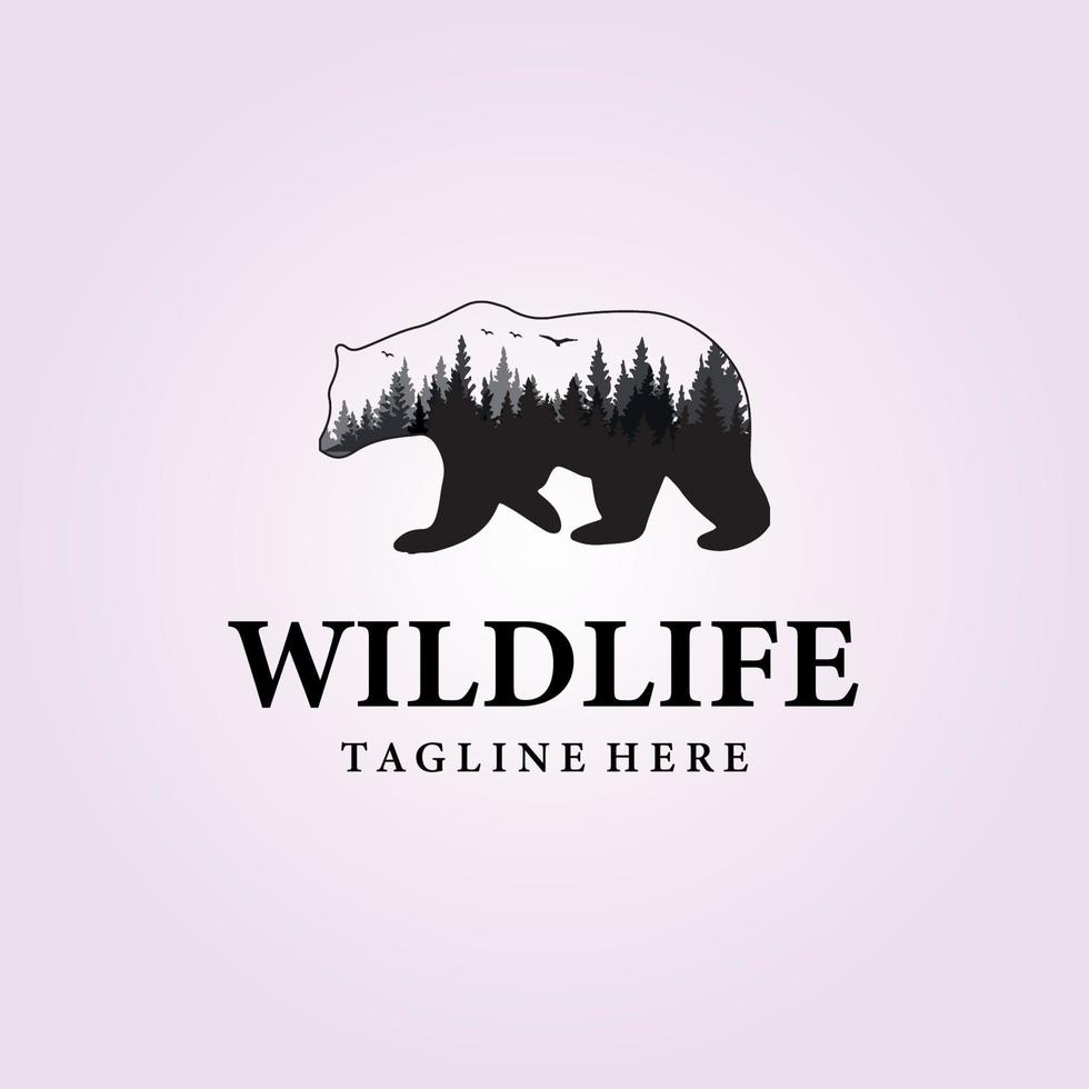 Bear vintage logo silhouette outdoor illustration design vector