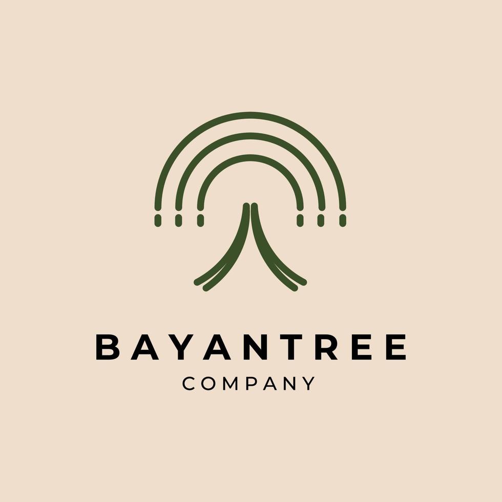 minimalist Bayan tree line art logo illustration design vector