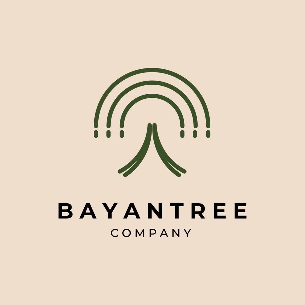 diseño de ilustración de logotipo de arte de línea de árbol de bayan minimalista vector