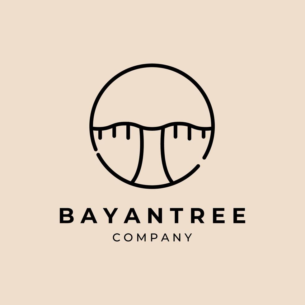 minimalist Banyan tree line art emblem logo logo illustration design vector