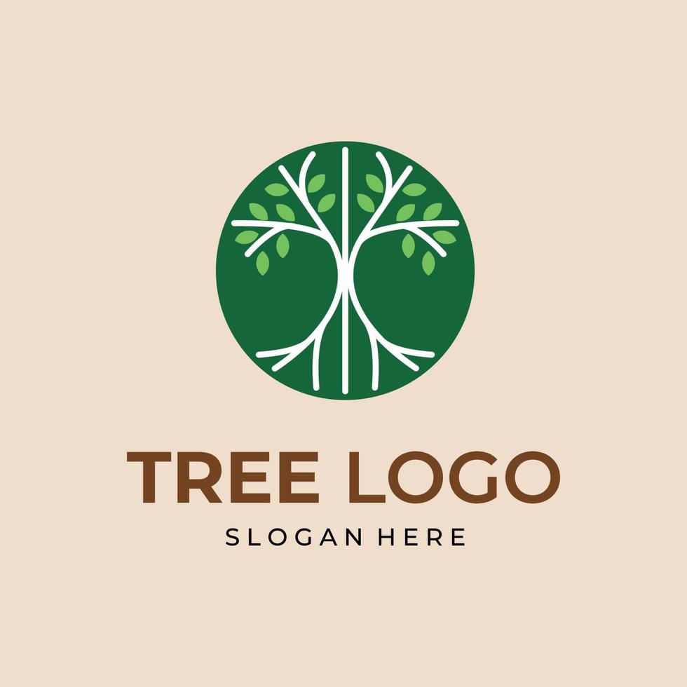 árbol círculo línea emblema logo vector abstracto redondo planta naturaleza símbolo