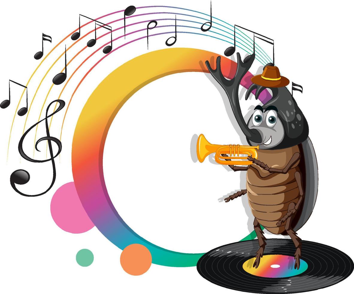 A beetle playing trumpet cartoon character vector