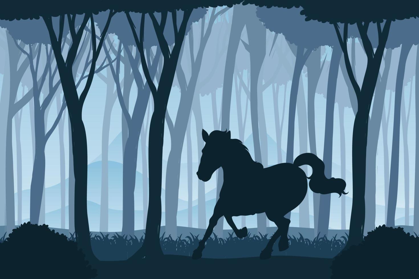 Silhouette shadow of forest scene vector