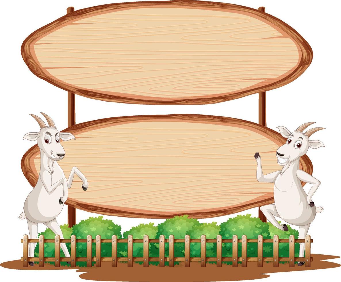 Blank oval wooden signboard with animal vector