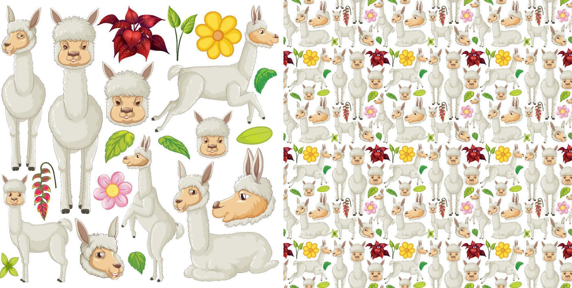 Seamless pattern with cartoon wild animals vector