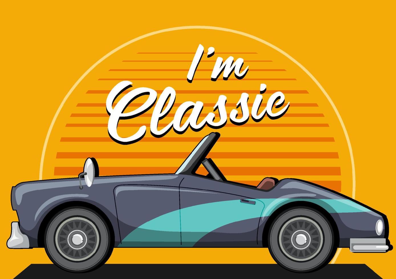 Classic car concept with old car side view vector