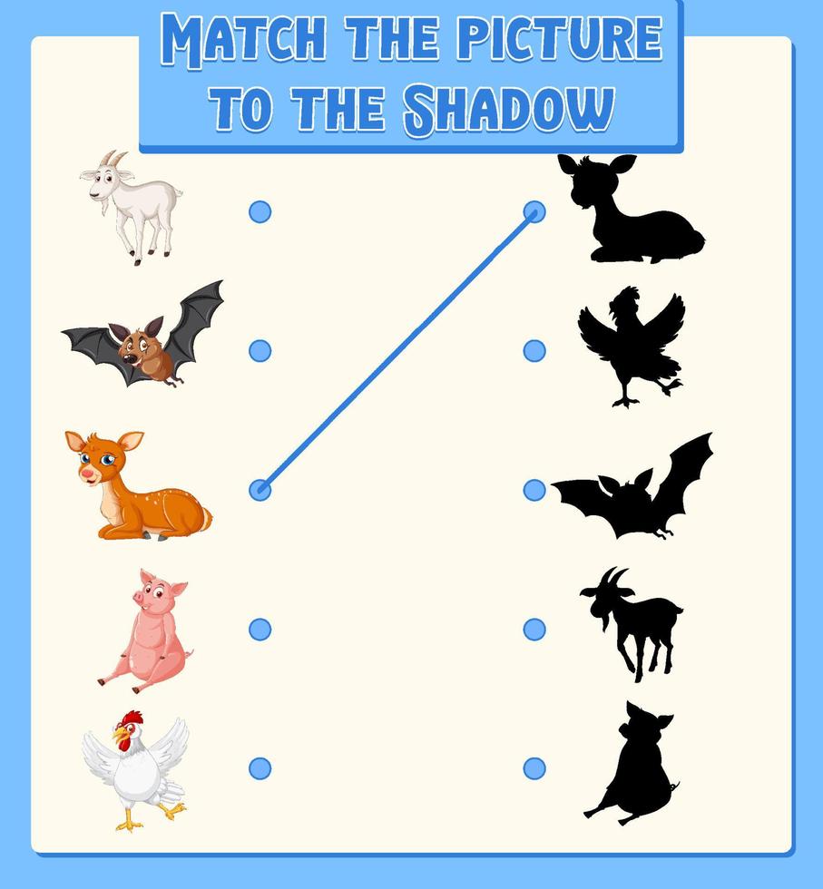 Shadow matching game template vector