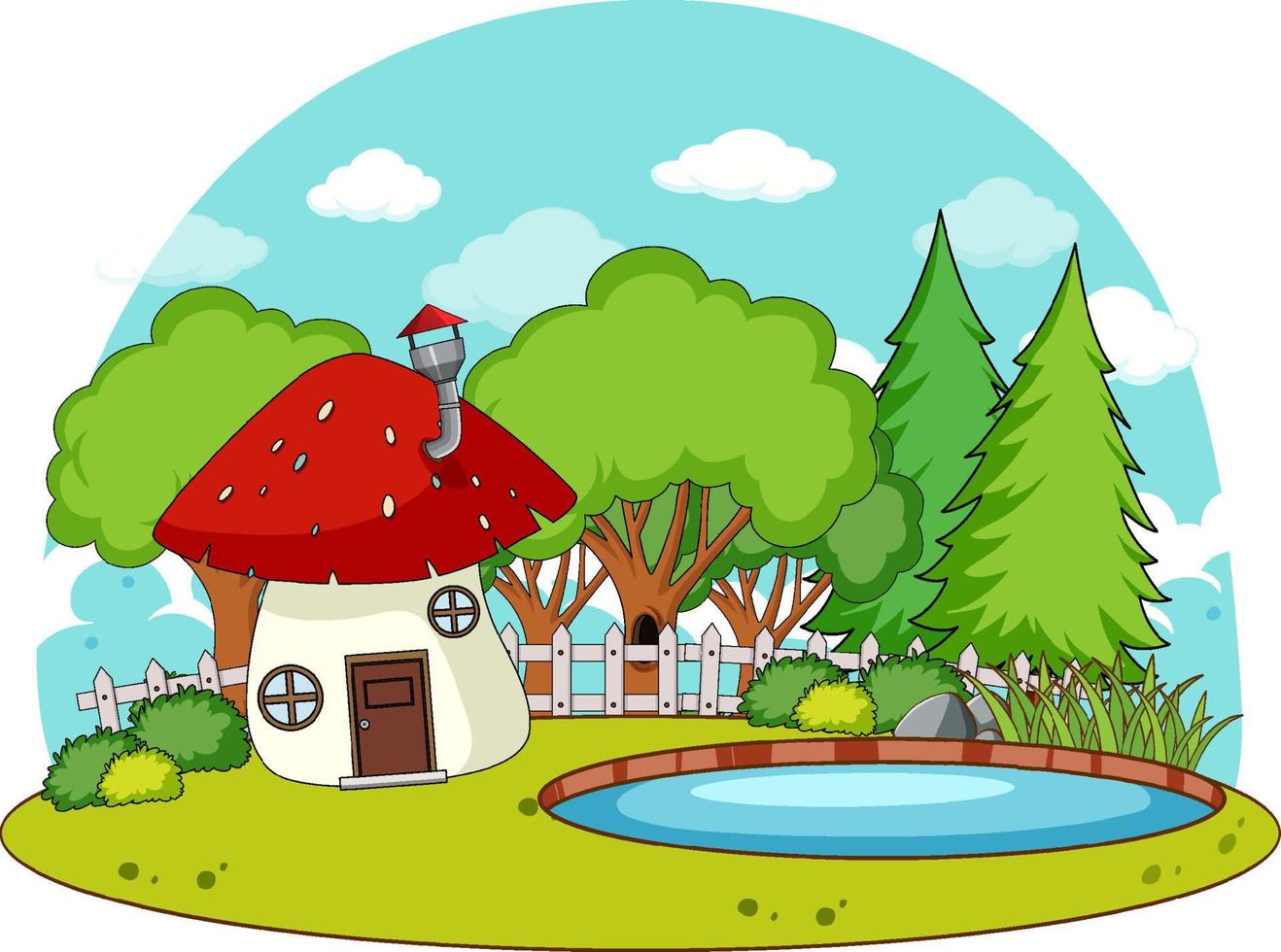 A simple fantasy house in nature background vector