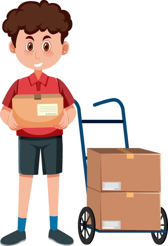 Delivery man with packages vector