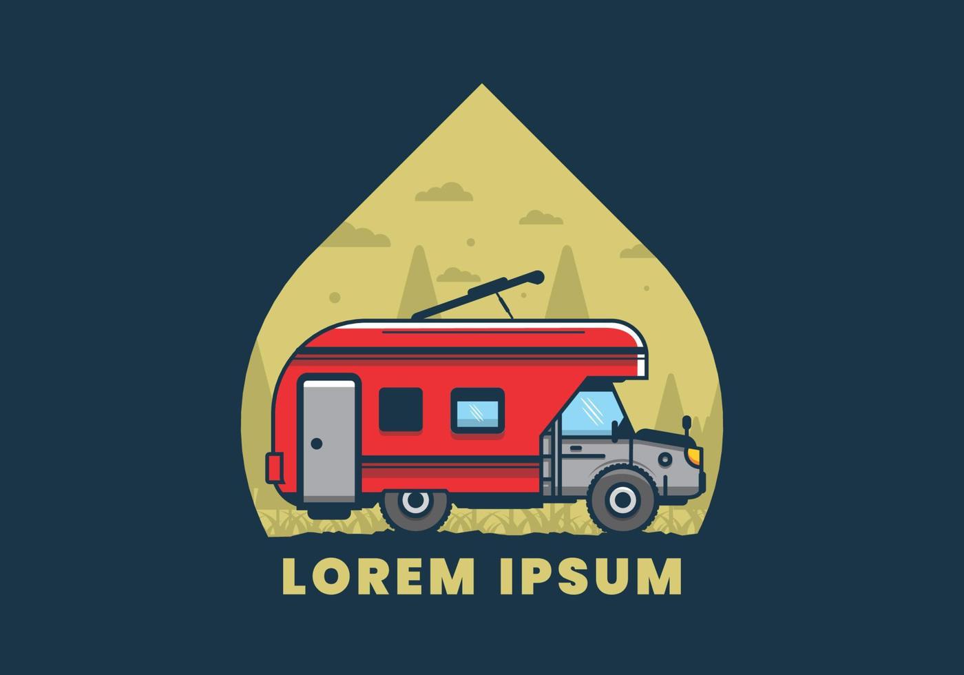Colorful RV truck flat illustration vector