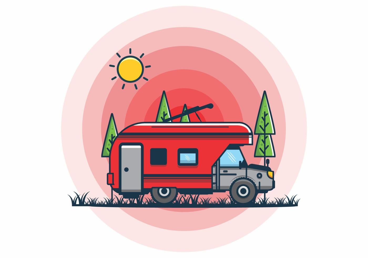 Colorful RV truck flat illustration vector