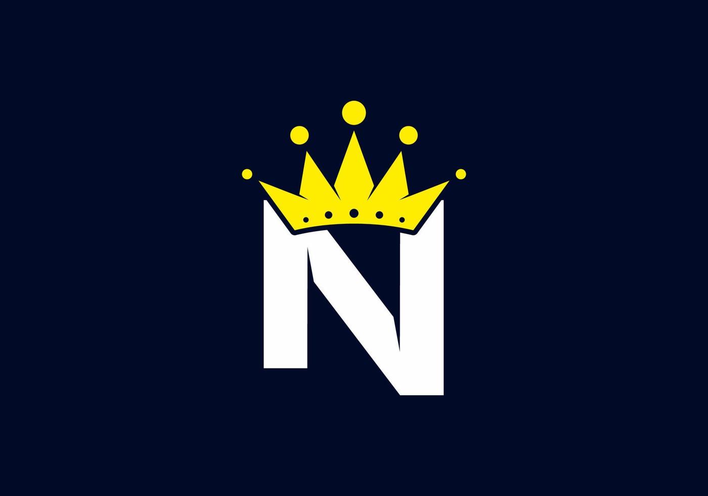 Initial N letter with crown vector