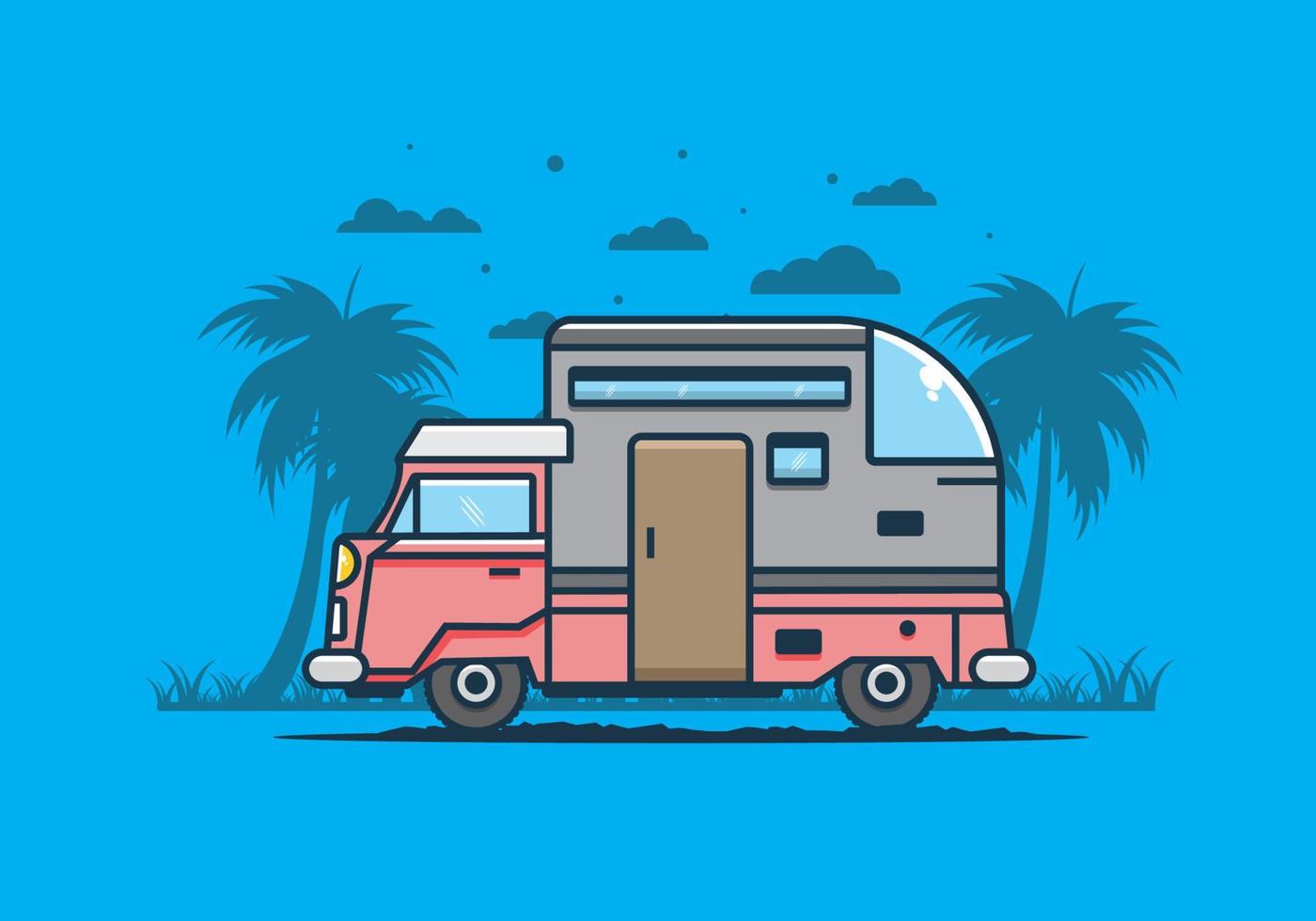 custom camper car flat illustration vector