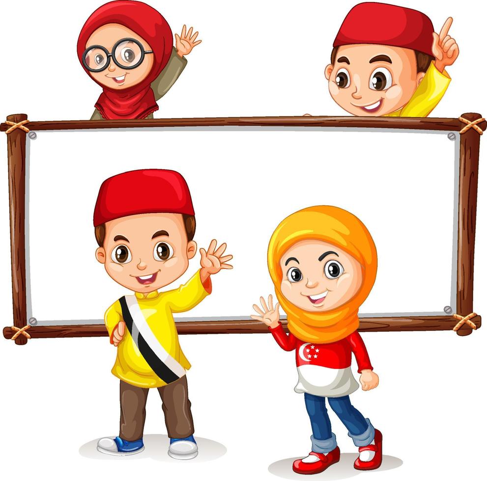 Board template with happy kids vector