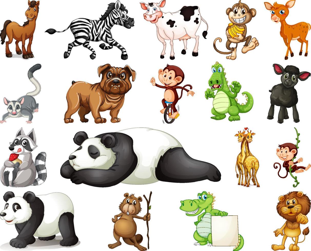conjunto de personajes de dibujos animados de animales vector