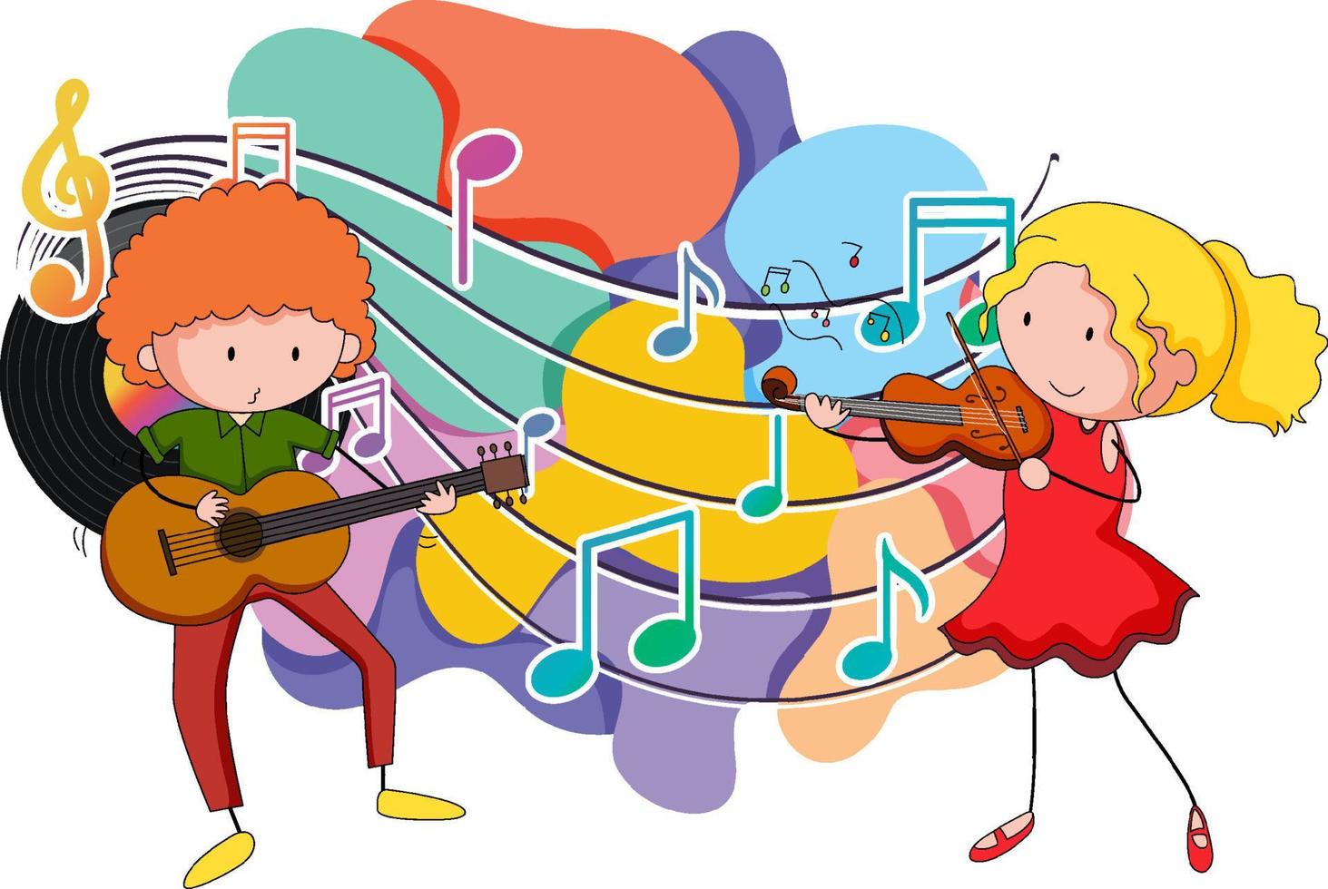 Musician cartoon with music melody symbols vector