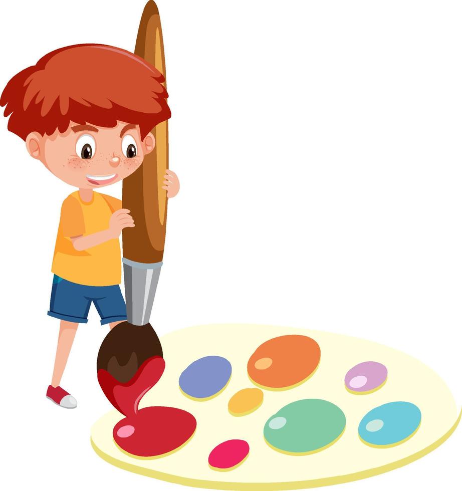 A boy with palette of watercolor vector
