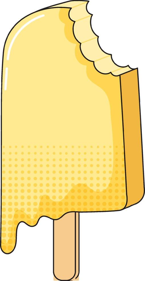 Yellow popsicle with bite mark vector