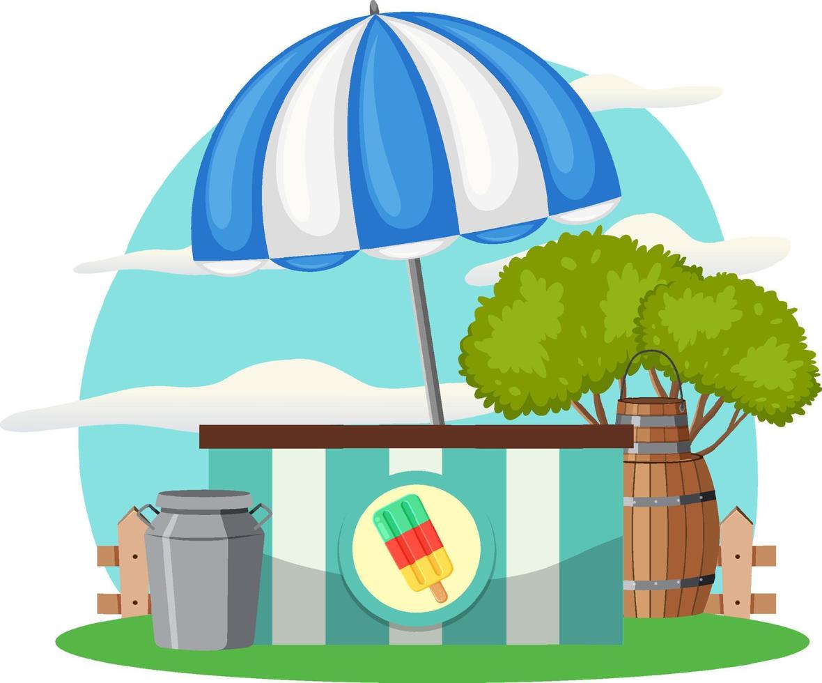 Market stall concept with ice cream shop stall vector